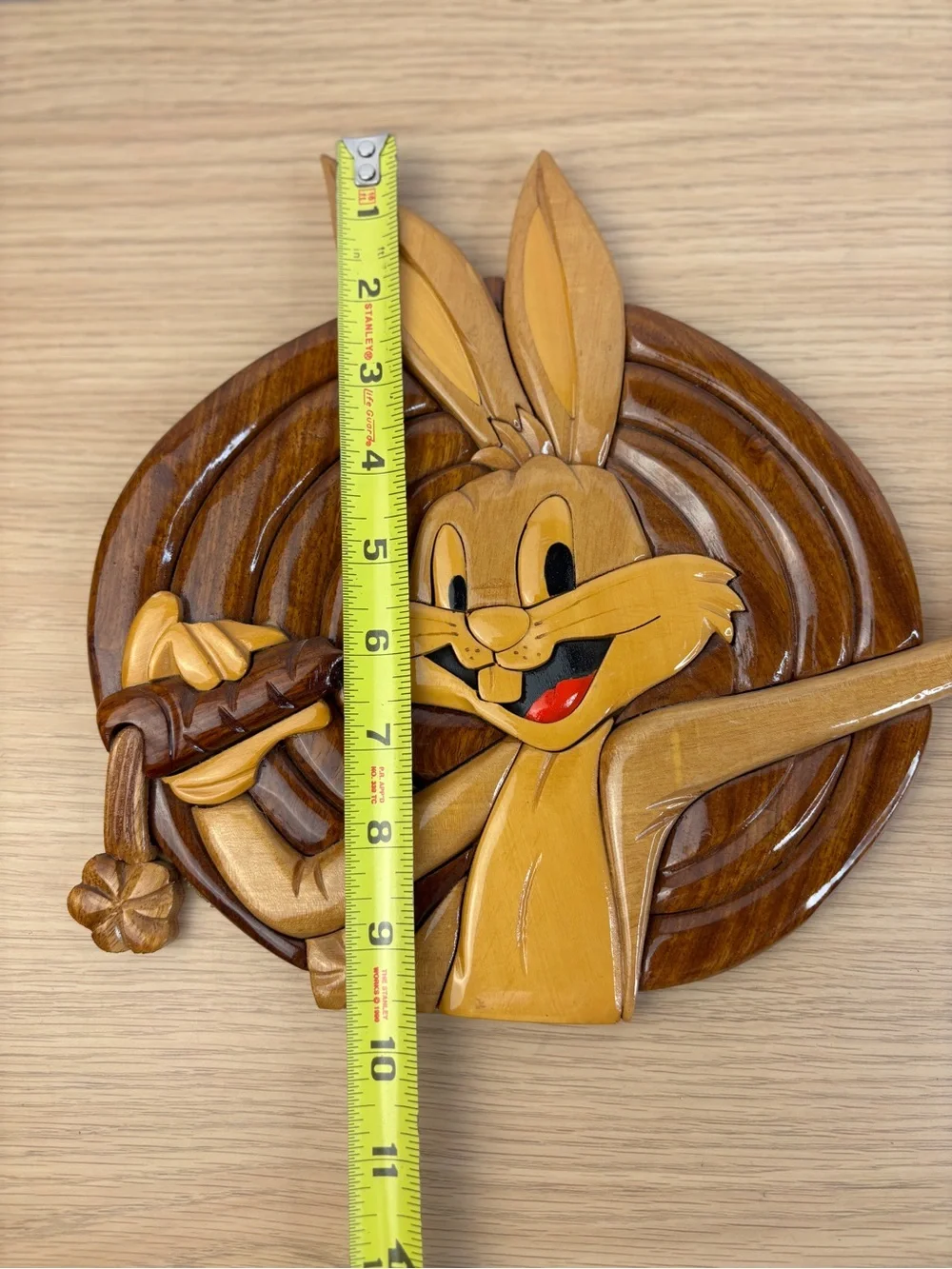 Rare Vintage Wood Marquetry‎ Bugs Bunny Wall Plaque